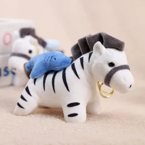 Plush zebra keychain cute animal plush toy bag pendant fluffy doll accessory for keys and bags