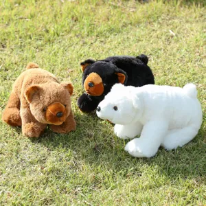 Süßes Simulations Plüsch Bären Set mit Eisbär Braunbär und Schwarzbär Kuscheltieren.