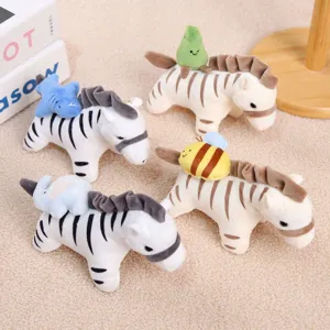 Cute Plush Zebra And Pony Keychain Stuffed Animal Toy Interactive Pull-Out Design Bag Hanging Ornament