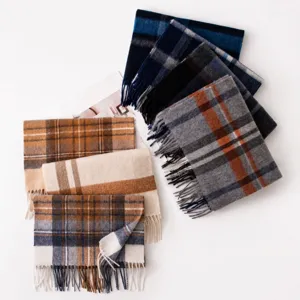 Luxury cashmere feel thickened plaid scarf for autumn and winter, warm and stylish.
