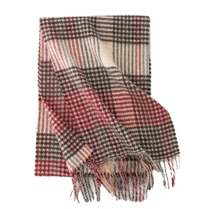 Classic plaid winter scarf for women and men, cozy warm tassel neck wrap, tartan pattern.