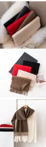 Solid color cashmere winter scarf cozy warm fringed tassel neck wrap for women unisex