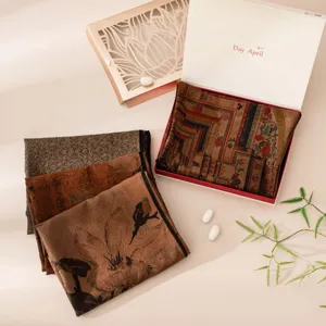 New Chinese style luxury Xiangyunsha silk square scarf elegant women shawl gift box