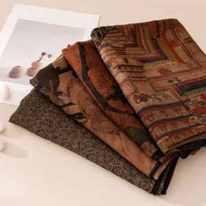 New Chinese style luxury mulberry silk scarf square shawl, elegant retro oriental art print.