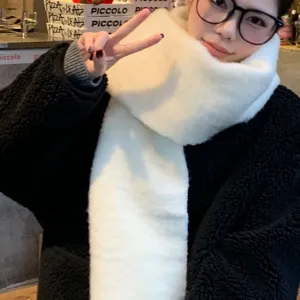 Sciarpa Invernale in Lana Ispessita Per Donna Uomo Tinta Unita Sciarpa Lunga con Nappe Calda Moda Casual Collo Tempo Freddo