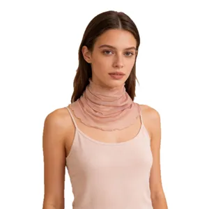Pure silk mesh neck scarf fake collar for women, thin summer mulberry silk breathable wrap.