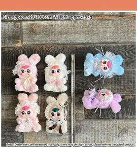 Colgante conejo felpa cara vinilo muñeca conejo linda llavero juguete peluche bolso