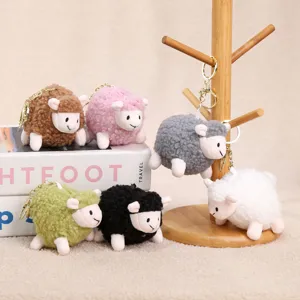 Cute plush sheep keychain fluffy stuffed animal bag pendant toy cute gift for kids cozy