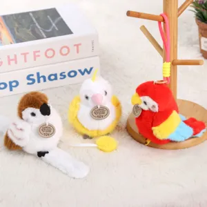 Plush bird toy cute sparrow parrot doll backpack pendant soft stuffed animal gift for kids