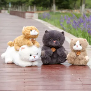 Niedliches schlendriges Katzen Plueschspielzeug Set Details, weiche Stofftiere fuer Kinder.