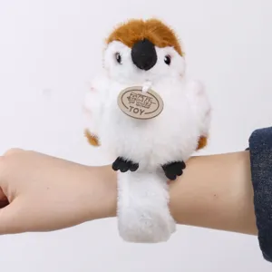 Plush sparrow slap bracelet cute bird plush toy wristband accessory detail closeup