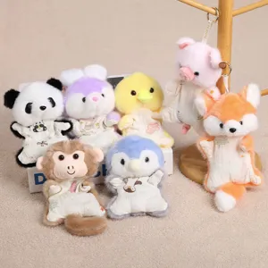 Cute animal plush toy set, palm-sized mini dolls with bag charms, soft kids toys.