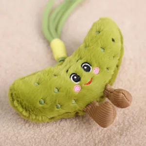 Cute pickle plush toy keychain, funny stuffed vegetable pendant, soft bag accessory charm