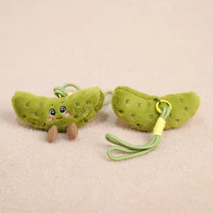 Cute plush pickle toy keychain pendant fluffy cucumber doll ornament cute bag accessory
