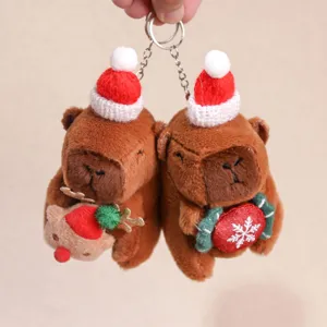 Llavero de Peluche de Capibara de Navidad Lindo Animal Mochila Colgante Juguete de Regalo