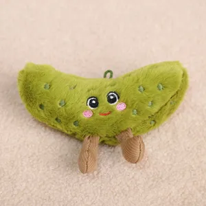 Cute pickle plush toy pendant keychain soft stuffed vegetable doll for bags and keys ornament.