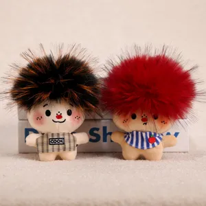 Cute fluffy afro hair plush doll pendant weird funny toy bag accessory cute cartoon style