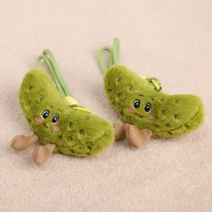 Cute pickle plush keychain soft vegetable doll pendant lovely bag charm toy gift accessory