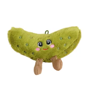 Cute pickle plush pendant keychain soft stuffed vegetable doll accessory for keys and bag.