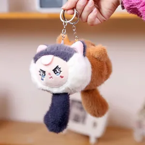 Cute plush doll keychain cartoon bag pendant fluffy toy accessory for daily use.
