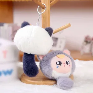 Cute plush doll keychain soft cartoon bag charm fluffy animal toy pendant for keys and bags