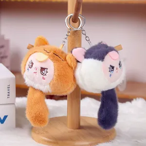 Cute plush animal keychain fluffy bag pendant cartoon doll toy soft plushie charm accessory