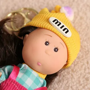 Cute potato doll keychain mini pendant with knitted hat stylish bag charm accessory