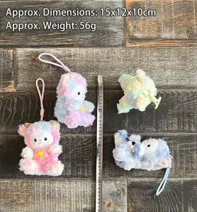 Colorful tie-dye plush sheep keychain cute fluffy lamb doll bag charm pendant soft toy