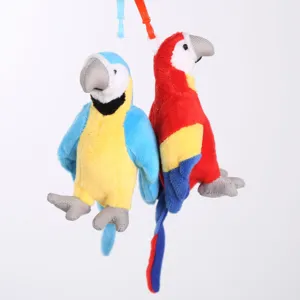 Cute plush parrot hanging toy, soft animal doll pendant for kids, colorful bird toy decoration.