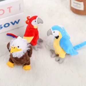 Cute parrot and eagle plush toy keychain, soft stuffed animal bag pendant for kids and gifts.