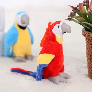 Plush parrot stuffed toy keychain, cute fluffy bird doll pendant for bags and keys.