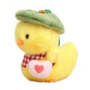 Cute lotus leaf yellow duck plush toy pendant soft bag charm keychain cute doll gift