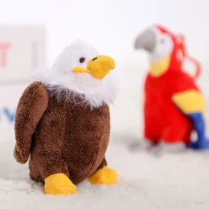 Cute plush eagle toy close up, soft stuffed bird doll detail view for kids gift decoration.