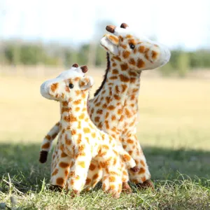 Cute standing giraffe plush toy set, soft stuffed animal dolls for kids decor gift detail