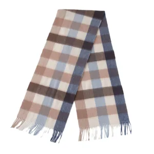 Classic plaid cashmere scarf for women and men, autumn winter warm soft cozy tassel fringe