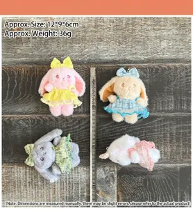 Süßer Plüsch Kaninchen Anhänger mit Schleife Kleid, weiches Stofftier Tasche Charm.