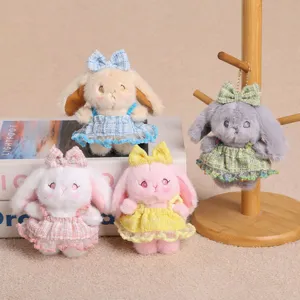 Süßer Plüsch Kaninchen Anhänger Taschenschmuck mit Schleife Kleid weiche Stofftier Puppe