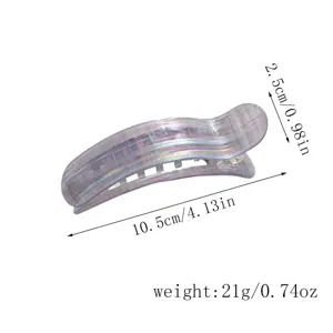 Curved acetate hair claw clip with shimmer finish, measuring 10.5cm, stylish for women hair styling.
