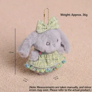 Süßes Plüsch Kaninchen Anhänger mit Schleife und Kleid, niedliches Kuscheltier Rucksack Deko.