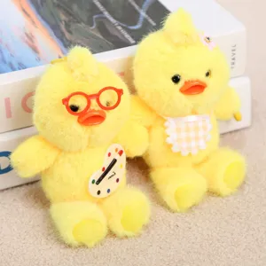 Cute yellow duck plush keychain toy pendant bag decoration soft stuffed animal gift for girls