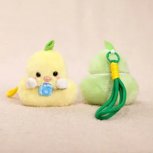 Cute camera duck pear plush pendant soft toy doll keychain bag charm gift ornament