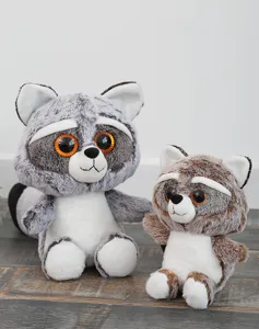 Süßes Plüsch Waschbär Spielzeug sitzende weiche Stofftier Puppe Kinder Geschenk Detail Ansicht