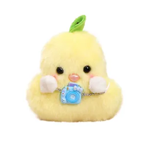 Cute yellow pear duck plush pendant bag charm keychain fluffy toy doll gift accessory