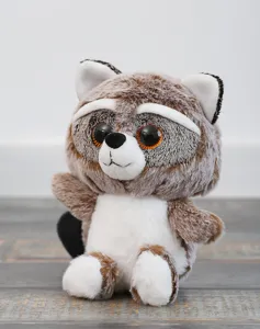 Süßes Plüsch Waschbär Spielzeug sitzende Puppe weiche Tierfigur Kinder Geschenk Deko