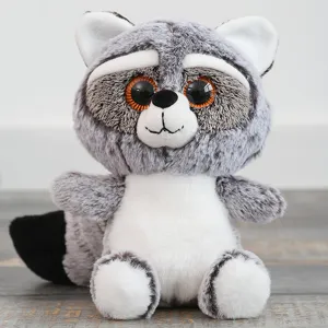 Süßes Plüschtier Waschbär Stofftier mit großen Glitzeraugen, weiche Puppe als Kinderseschenk.