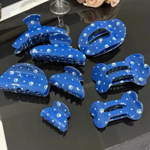 Korean cute blue bone star hair claw set fashion cartoon hair accessories for daily wear