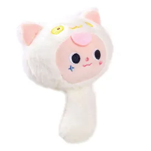 Cute white cat plush pendant, soft stuffed doll keychain, lovely cartoon bag charm.