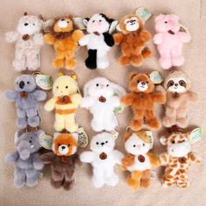 Set di portachiavi in peluche di animali carini, morbido ciondolo bambola per borse regali.