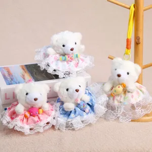 Grazioso ciondolo orsetto di peluche con vestito floreale portachiavi bambola regalo 11cm