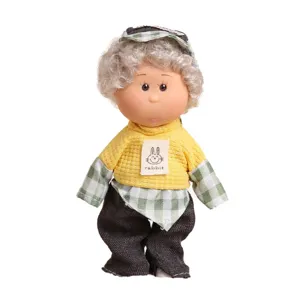 Cute mini dress-up doll toy with curly hair and stylish outfit, perfect creative gift.